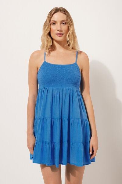 Blue Short Ruffled Dress, , large image number 1