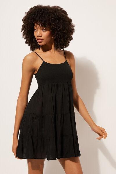 Black Short Ruffled Dress, , large image number 0