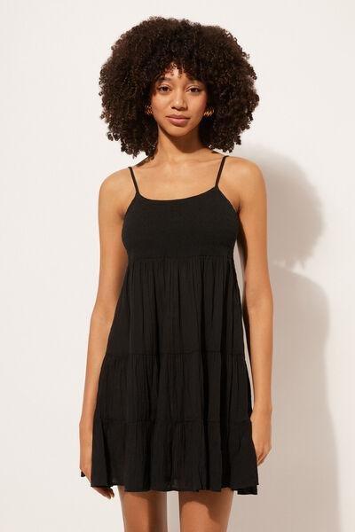 Black Short Ruffled Dress, , large image number 1