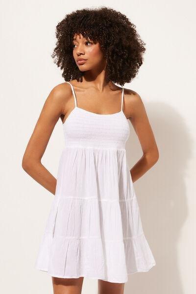 White Short Ruffled Dress, , large image number 0