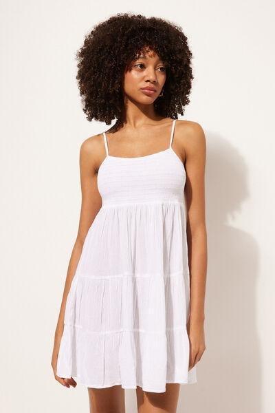 White Short Ruffled Dress, , large image number 1