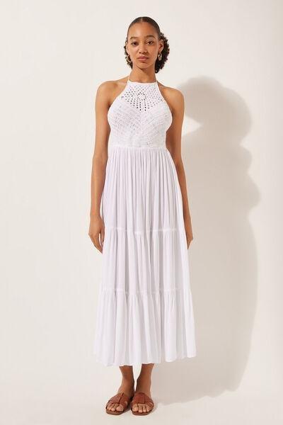 White Spaghetti Straps Long Dress, , large image number 1