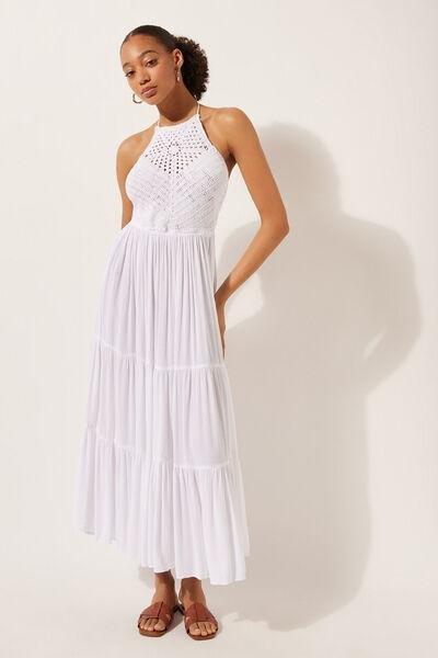 White Spaghetti Straps Long Dress, , large image number 3