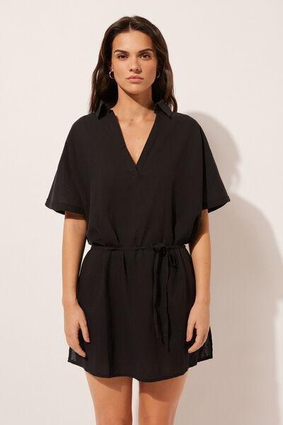 Black Short Kaftan, , large image number 1