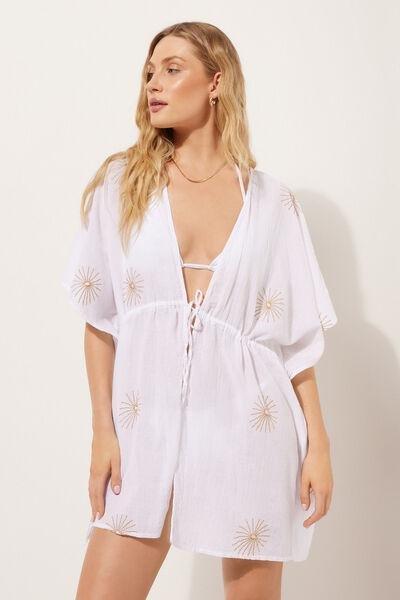 White Elegant Embroidery Kaftan, 5501_083E, large image number 0