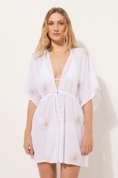 White Elegant Embroidery Kaftan, 5501_083E, large image number 1