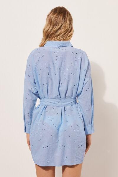 Blue Long Broderie Anglaise Shirt, , large image number 2