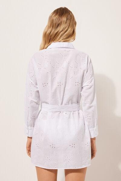 White Long Broderie Anglaise Shirt, , large image number 2