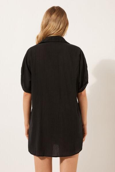 Black Short Shirt Dress, , large image number 2