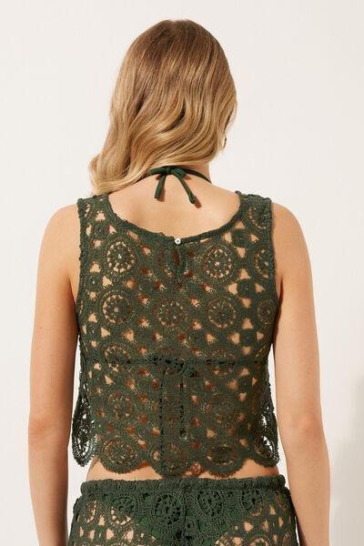 Green Geometric Crochet Top, , large image number 2