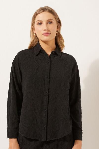 Black Short Jacquard Shirt, , large image number 1