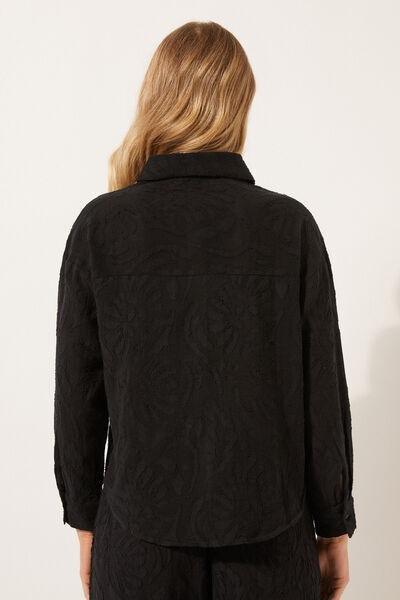 Black Short Jacquard Shirt, , large image number 2