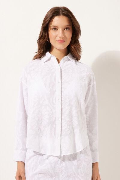 White Short Jacquard Shirt, , large image number 1