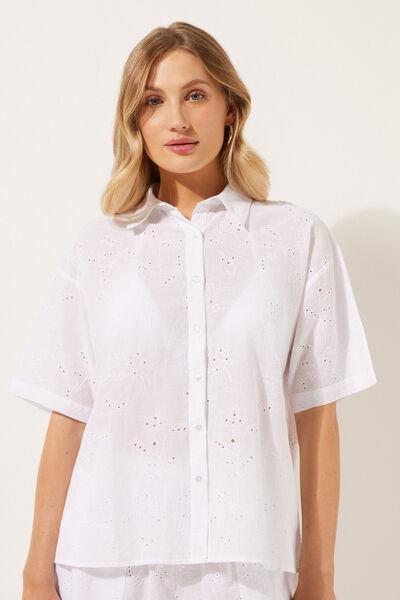 White Broderie Anglaise Short Shirt, , large image number 1