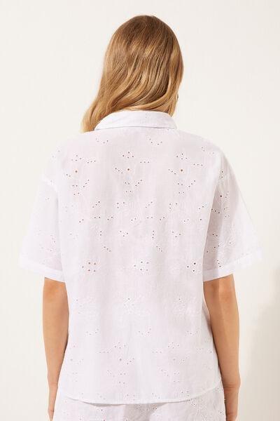 White Broderie Anglaise Short Shirt, , large image number 2