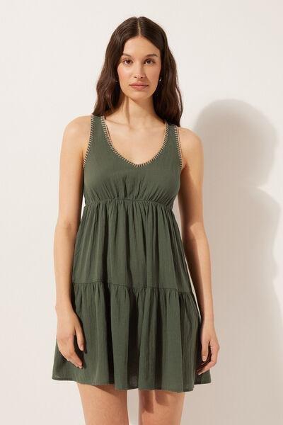 Green Embroidered Short Dress, , large image number 1