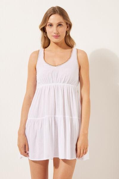 White Embroidered Short Dress, , large image number 1
