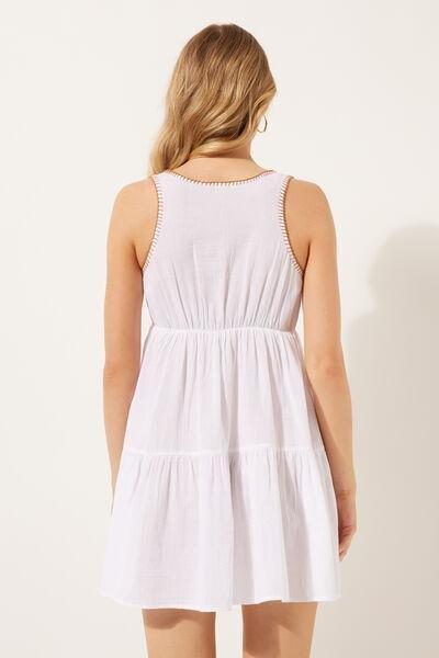 White Embroidered Short Dress, , large image number 2