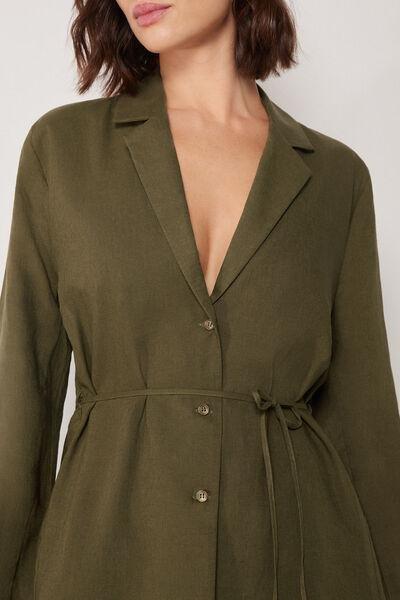 Green Loose Fit Linen Jacket, 5501_202E, large image number 3