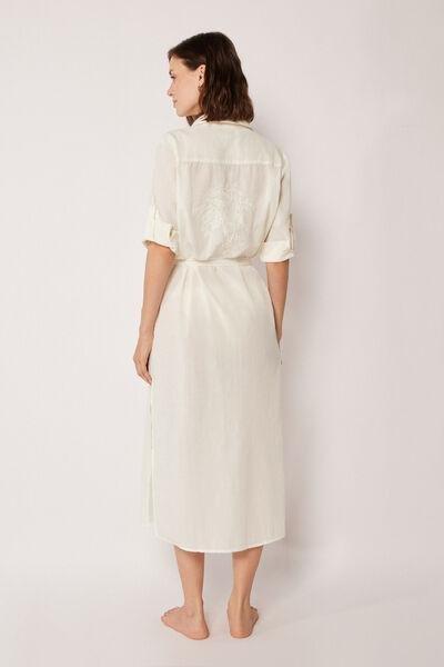 White Long Cotton Shirt Dress, 5501_019E, large image number 2