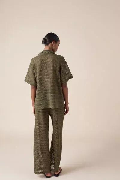 Green Fishnet Cotton Shirt, 5501_202E, large image number 2