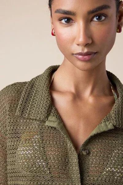 Green Fishnet Cotton Shirt, 5501_202E, large image number 3