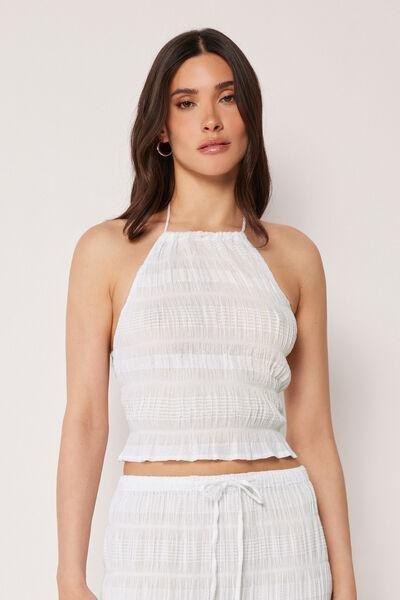 White Ruffled Cotton Top, 5501_895C, medium