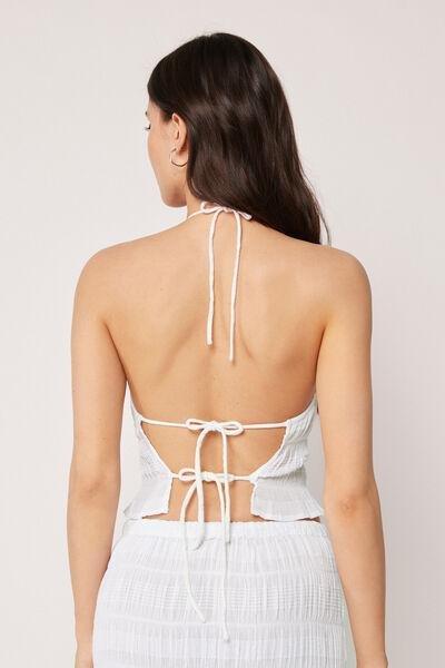 White Ruffled Cotton Top, 5501_895C, large image number 2