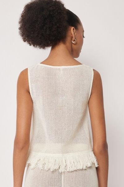 White Crew-Neck Cotton Top, 5501_206E, large image number 2
