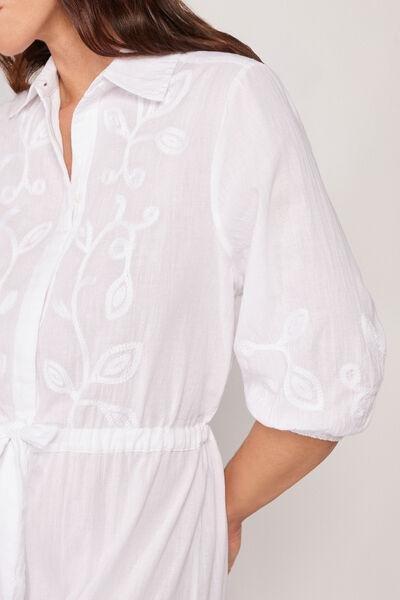White Embroidered Cotton Maxi Dress, 5501_895C, large image number 3