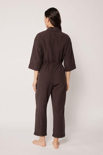 Brown Drawstring Jumpsuit, 5501_203E, large image number 2