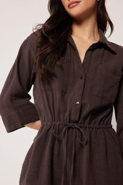 Brown Drawstring Jumpsuit, 5501_203E, large image number 3