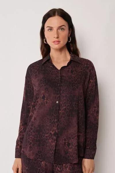 Brown Animal Print Cotton Shirt, 5501_165E, large image number 0