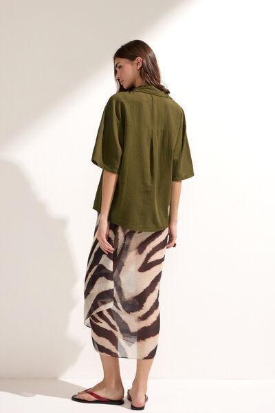 Green Short Sleeve Cotton Shirt, 5501_202E, large image number 2