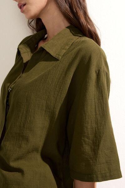 Green Short Sleeve Cotton Shirt, 5501_202E, large image number 3