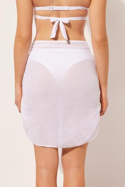 White Short Cotton Wrapped Skirt, , large image number 2