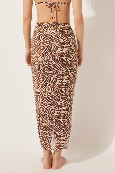 Brown Long Tropical Print Sarong, 5501_028E, large image number 2