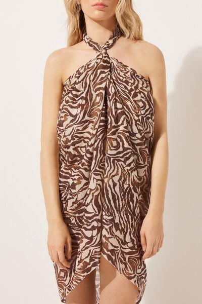 Brown Long Tropical Print Sarong, 5501_028E, large image number 3