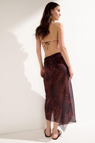Brown Long Tropical Print Sarong, 5501_165E, large image number 2