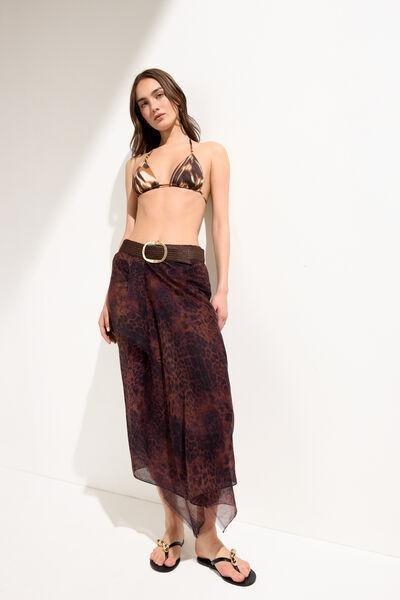 Brown Long Tropical Print Sarong, 5501_165E, large image number 3