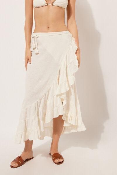 White Long Ruffled Skirt, 5501_080E, large image number 0