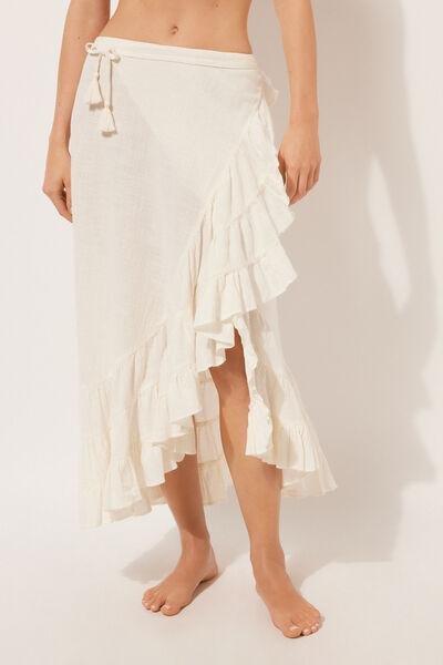 White Long Ruffled Skirt, 5501_080E, large image number 1