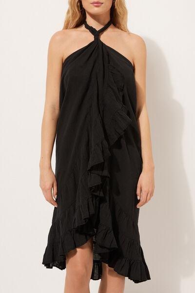 Black Long Ruffled Skirt, 5501_894C, large image number 3