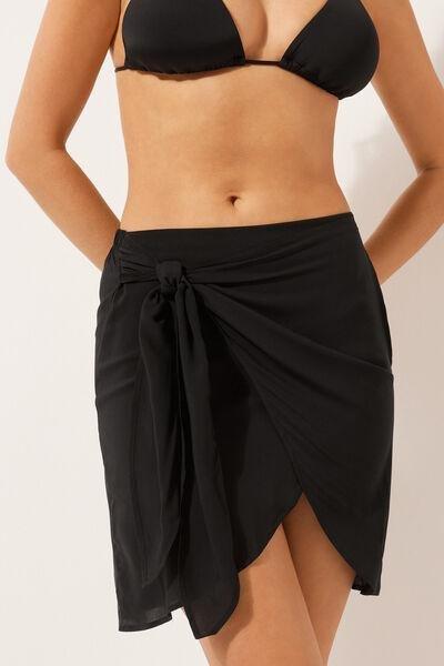 Black Short Sarong Skirt, , large image number 0