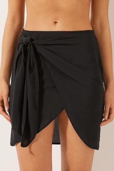 Black Short Sarong Skirt, , large image number 1