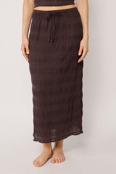 Brown Ruffled Cotton Skirt, 5501_203E, medium