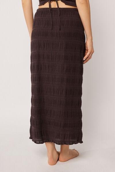 Brown Ruffled Cotton Skirt, 5501_203E, large image number 2