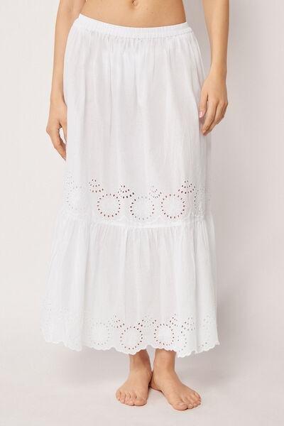 White Broderie Anglaise Long Cotton Skirt, 5501_895C, large image number 0