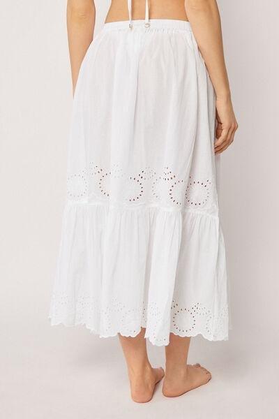White Broderie Anglaise Long Cotton Skirt, 5501_895C, large image number 2