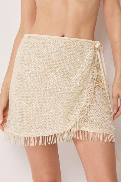 White Wrap-Around Sarong Skirt, 5501_206E, large image number 0